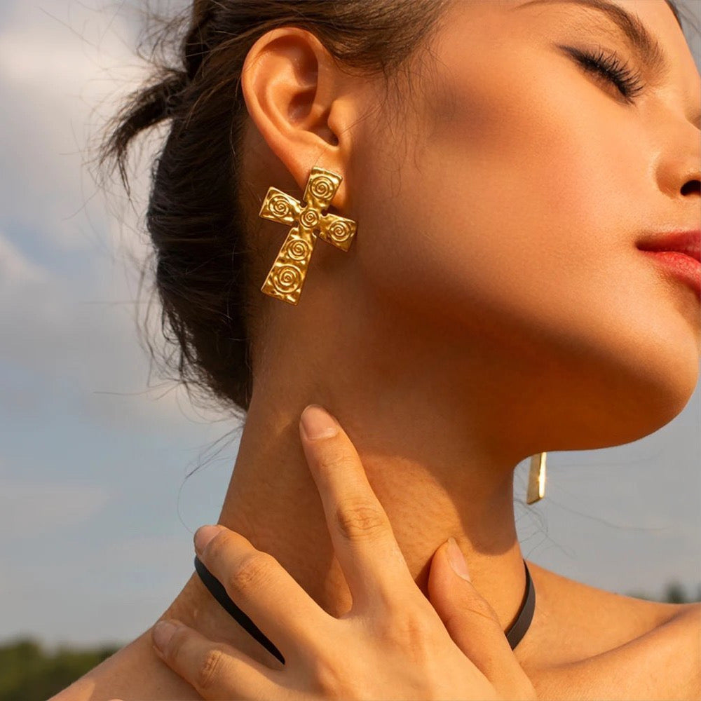 Ornate Cross Earrings