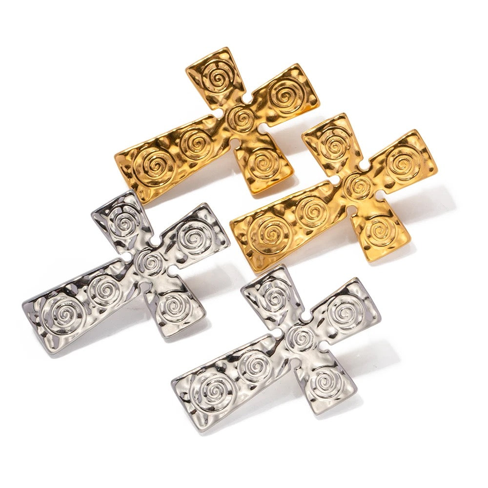 Ornate Cross Earrings