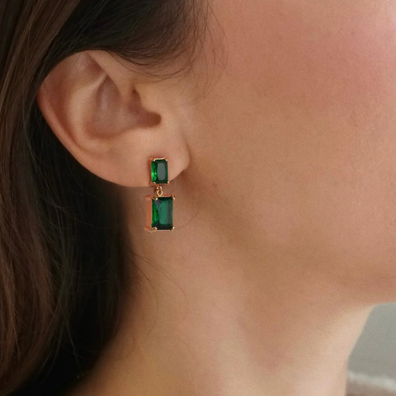 Double Emerald Earrings