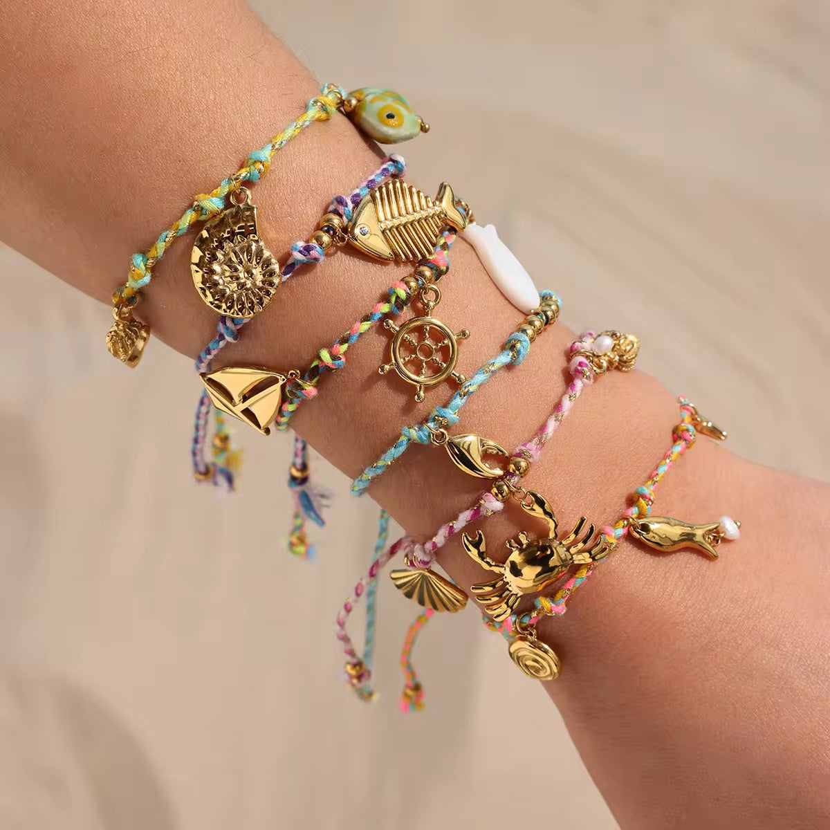 Ocean Charm Breaded Bracelet