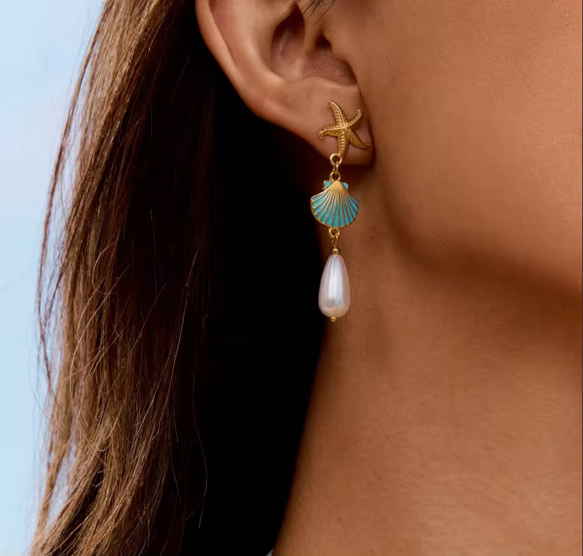 Starfish Shell Earrings