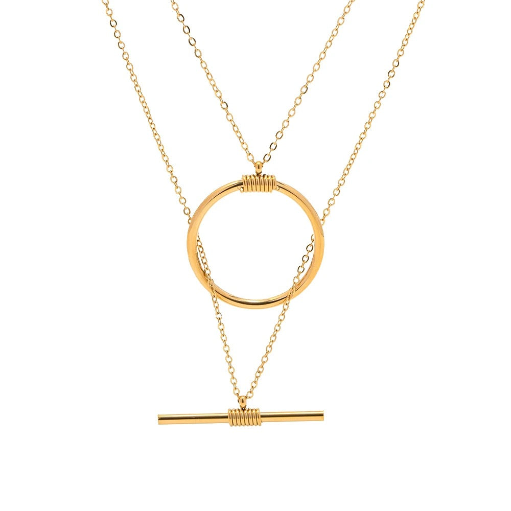 Double Ring Bar Necklace