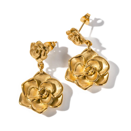 Gold Rose Earrings