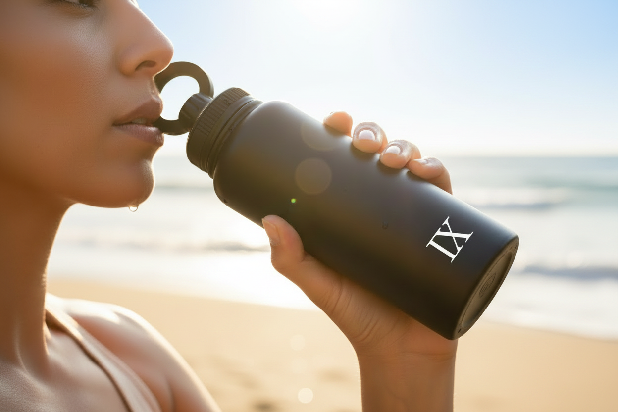 IX Water Bottle - Beach Background