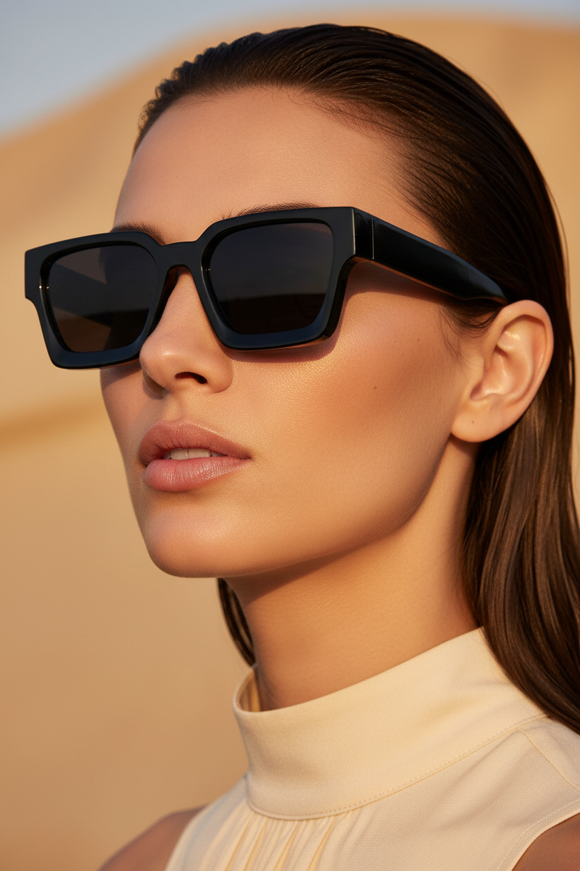 Square Frame Sunglasses Headshot